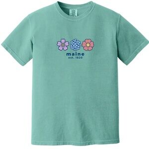 NWT Maine Summer Bloom Comfort Colors T-Shirt in Seafoam Green Size M